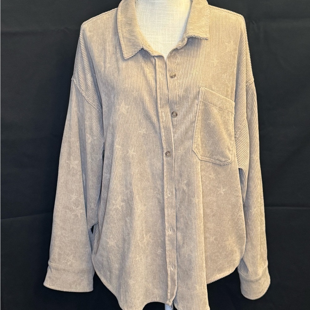 Star Corduroy Button-Up Shirt Jacket